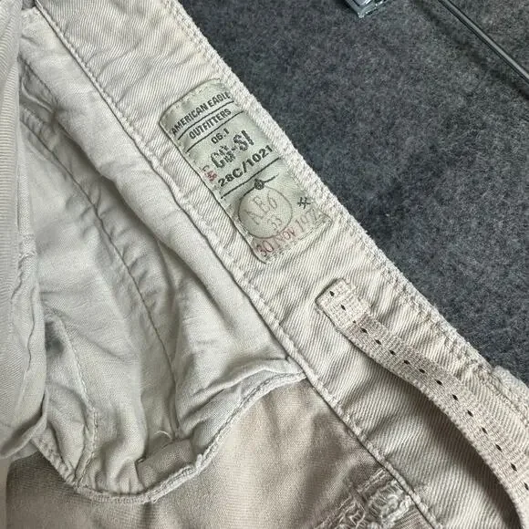 VTG American Eagle Destroyed Cargo Pants Sz 31x32 Y2K Grunge Streetwear Tattered - Picture 4 of 10